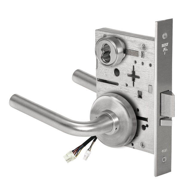Best Fail Secure, 24V, Electrified Mortise Lock, 12 Lever, H Rose, Request to Exit, Satin Chrome 45HW7DEU12H626RQE - main